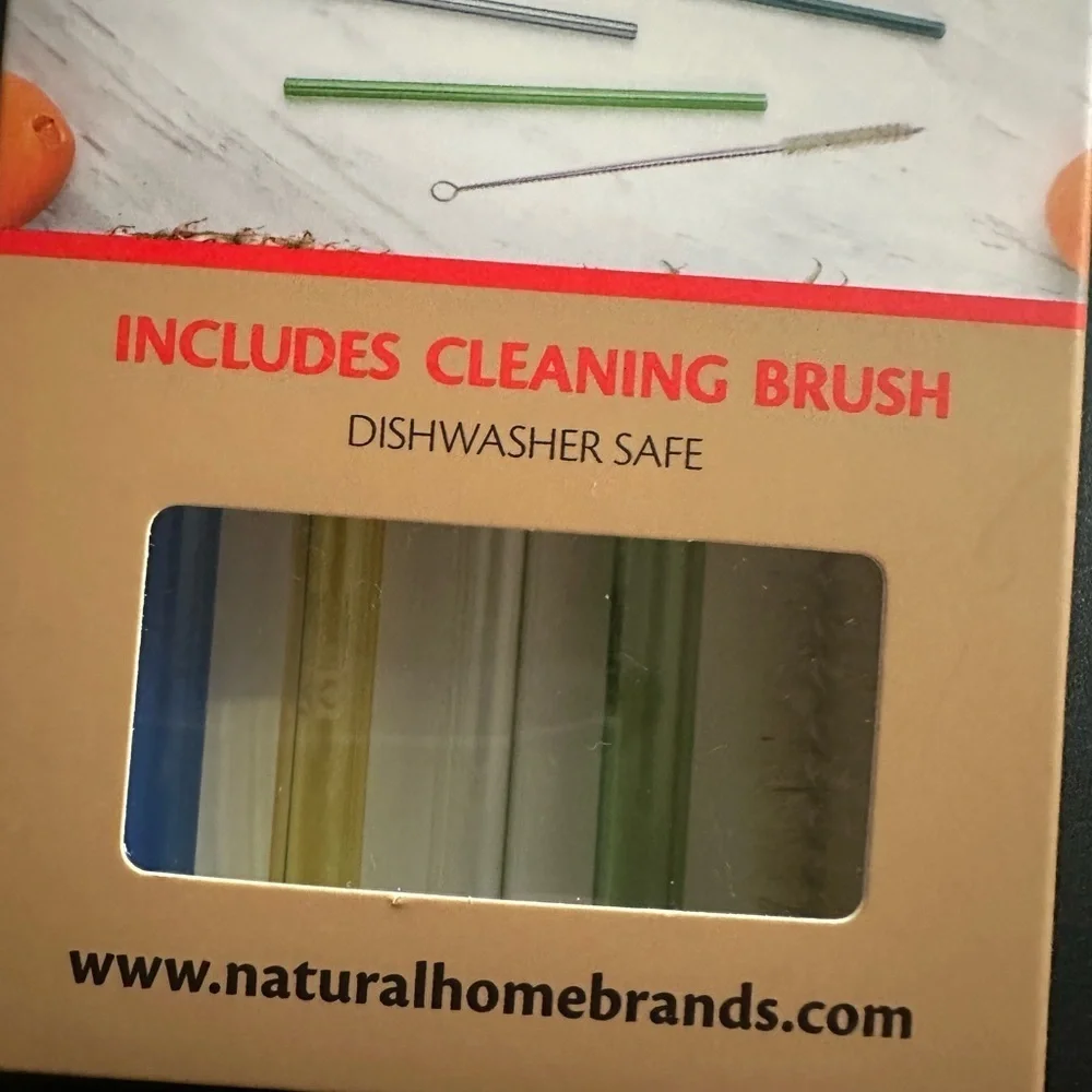 New In Package 4 PK Colorful Glass Straws With Cleaning Brush - Picture 5 of 5